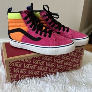 Vans  High-Top Sneakers - Pink, Orange, and Black